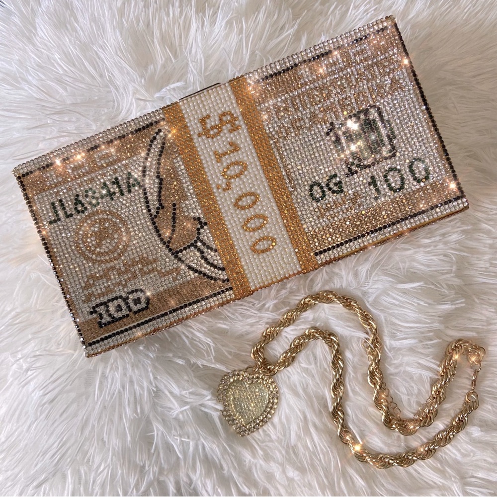Crystal $10K Money Clutch